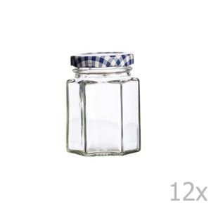 Zestaw 12 szklanych słoików z zakrętkami Kilner Hexagonal, 110 ml