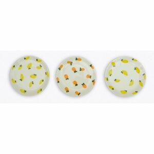 Zestaw 3 deserowych ceramicznych talerzy Madre Selva Lemons and Oranges, ø 18 cm