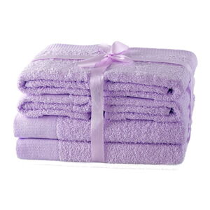 Lawendowe bawełniane ręczniki zestaw 6 szt. frotte Amari – AmeliaHome