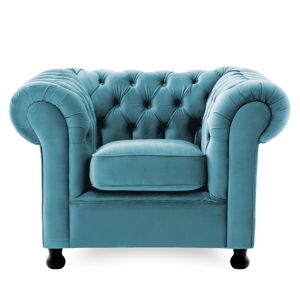 Niebieski fotel Vivonita Chesterfield