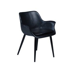 Czarne krzesło ze skóry ekologicznej z podłokietnikami DAN–FORM Denmark Combino