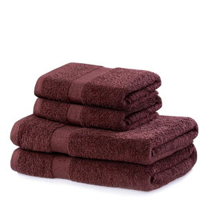 Brązowe bawełniane ręczniki zestaw 4 szt. frotte Marina – DecoKing