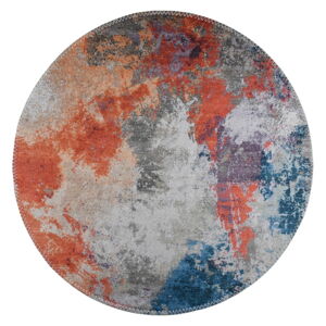 Niebiesko-pomarańczowy okrągły dywan odpowiedni do prania ø 100 cm – Vitaus