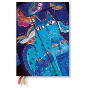 Kalendarz na 2019 rok Paperblanks Blue Cats & Butterflies Horizontal, 13x18 cm