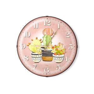 Różowy zegar ścienny The Mia Cacti