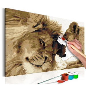 Zestaw płótna, farb i pędzli DIY Artgeist Lions Love, 60x40 cm