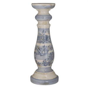 Niebiesko-biały świecznik ceramiczny InArt Antigue, ⌀ 15 cm