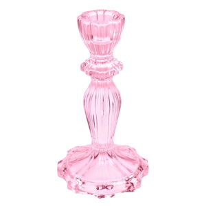 Wysoki różowy szklany świecznik – Rex London