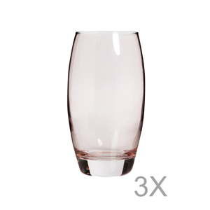 Zestaw 3 różowych szklanek Mezzo Luxury, 270 ml