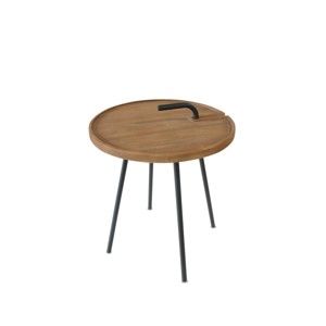 Stolik z blatem z tekowego drewna Miloo Home Lindo, ⌀ 42 cm
