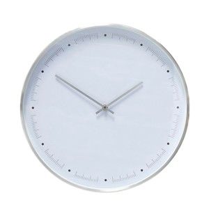 Biały zegar wiszący z ramką w kolorze srebra Hübsch Ibtre, ø 40 cm