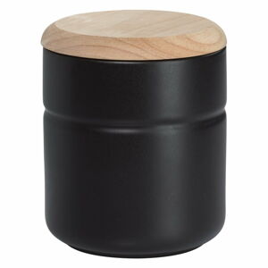 Czarny porcelanowy pojemnik z drewnianym wieczkiem Maxwell & Williams Tint, 600 ml