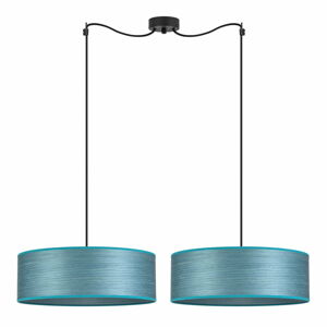 Niebieska podwójna lampa wisząca z naturalnego forniru Bulb Attack Ocho XL, ⌀ 45 cm