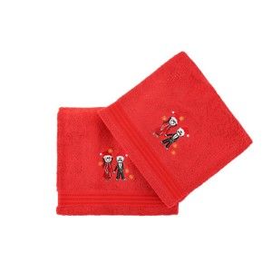 Zestaw 2 czerwonych świątecznych ręczników Winter Love, 70x140 cm