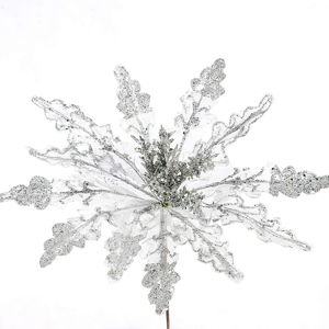Świąteczny kwiat dekoracyjny w srebrnej barwie DecoKing Luna