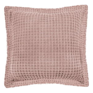Różowa bawełniana poduszka dekoracyjna Tiseco Home Studio Waffle, 45x45 cm