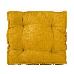 Poduszka na krzesło z domieszką lnu Linen Couture Square Mustard, 37x37 cm