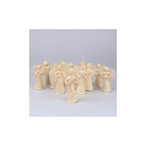 Zestaw 12 sztuk słomiancyh ozdób świątecznych w kształcie anioła Dakls Eva, dł. 10 cm