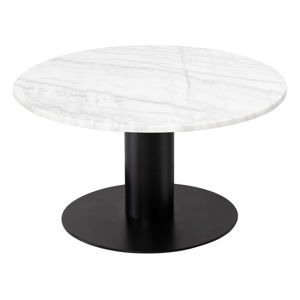 Biały marmurowy stolik z czarną konstrukcją RGE Pepo, ⌀ 85 cm