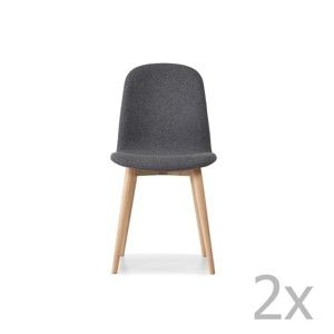 Komplet 2 ciemnoszarych krzeseł z nogami z litego drewna dębowego WOOD AND VISION Basic