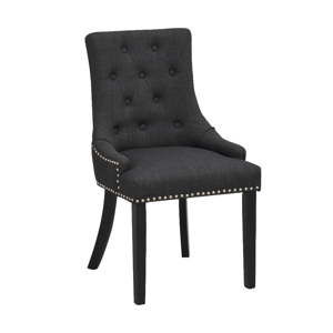 Czarne tapicerowane krzesło do jadalni z czarnymi nogami Rowico Vicky