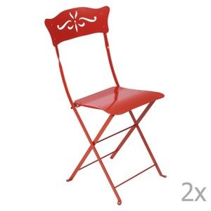 Komplet 2 czerwonych składanych krzeseł ogrodowy Fermob Bagatelle