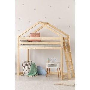 Łóżko piętrowe w kształcie domku z drewna sosnowego Adeko Mila DMPBA, 80x180 cm