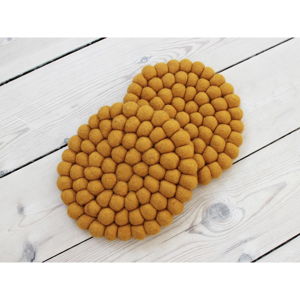 Musztardowożółta kulkowa podkładka z wełny Wooldot Ball Coaster, ⌀ 20 cm