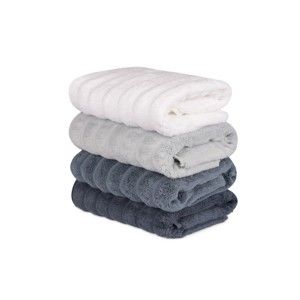 Komplet 4 szaro-białych ręczników bawełnianych Sofia, 50x90 cm