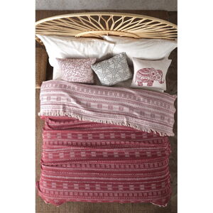 Czerwona bawełniana narzuta na łóżko dwuosobowe 220x240 cm Ikona – Mijolnir