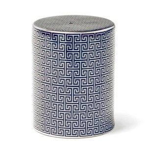 Niebiesko-srebrny stołek ceramiczny Thai Natura, 33x43 cm