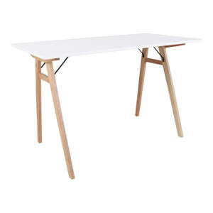 Biały stół z brązowymi nogami House Nordic Vojens Desk, dł. 120 cm