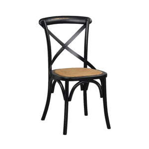 Czarne krzesło do jadalni z rattanowym siedziskiem Rowico Gaston