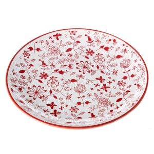 Czerwono-biały talerz Unimasa Meadow, Ø 20,3 cm
