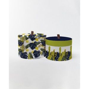 Okrągłe pudełka Surdic Round Boxes Cactus and Monstera z motywem rostlin, 30x30 cm