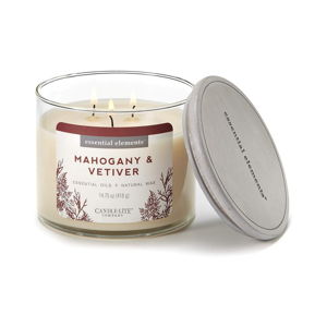 Świeczka w szkle z woskiem sojowym o zapachu mahoniu i palczatki Candle-Lite, 45 h