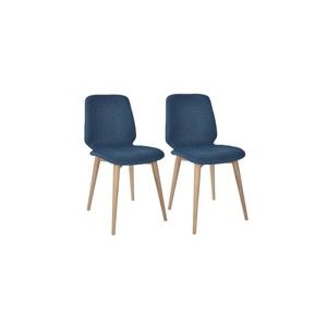 Komplet 2 ciemnoniebieskich krzeseł z nogami z litego drewna dębowego WOOD AND VISION Cut