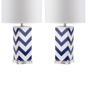 Zestaw 2 lamp stołowych z niebiesko-białą podstawą Safavieh Gabriella