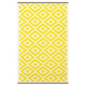 Żółto-biały dwustronny dywan odpowiedni na zewnątrz Green Decore Braino, 90x150 cm