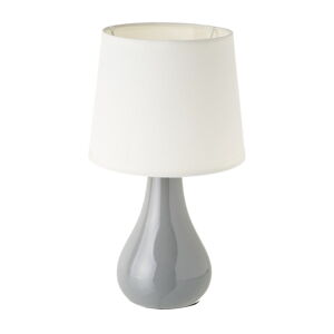 Biało-szara lampa stołowa ceramiczna z tekstylnym kloszem (wys. 26 cm) – Casa Selección