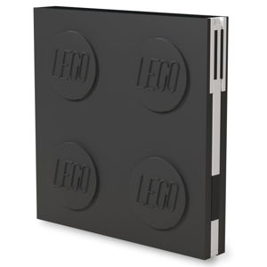 Czarny kwadratowy notatnik z długopisem żelowym LEGO®, 15,9x15,9 cm