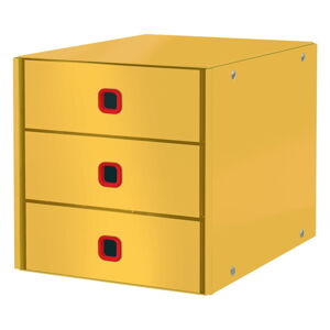 Żółty pojemnik z 3 szufladkami Leitz Cosy Click & Store