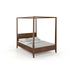 Łóżko dwuosobowe z litego drewna sosnowego SKANDICA Canopy Dark, 200x200 cm