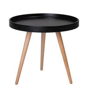 Czarny stolik z nogami z drewna bukowego Furnhouse Opus, Ø 50 cm