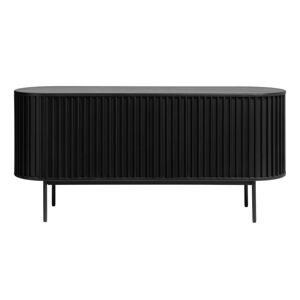 Czarna niska komoda w dekorze dębu z drzwiami przesuwnymi 73x160 cm Siena – Unique Furniture