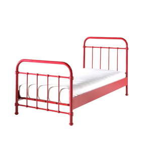 Czerwone metalowe łóżko dziecięce Vipack New York, 90x200 cm