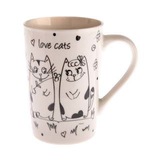 Kubek porcelanowy z małymi kotami Dakls Love Cats, 380 ml