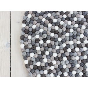 Szaro-biały wełniany dywan kulkowy Wooldot Ball Rugs, ⌀ 200 cm