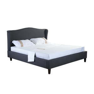 Antracytowoszare łóżko 2-osobowe Chez Ro Hobro, 160x200 cm