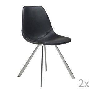 Zestaw 2 czarnych krzeseł ze stalowymi nogami DAN– FORM Pitch